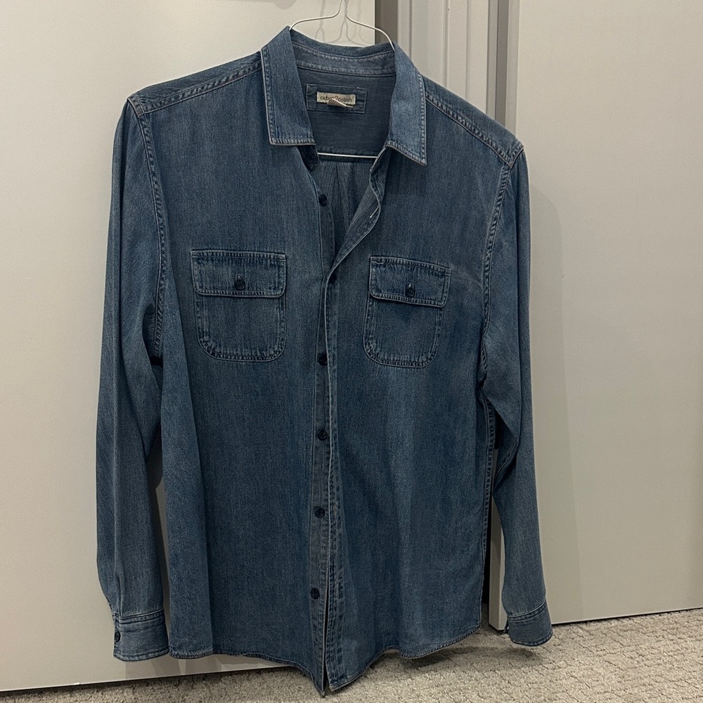 Men's Blue Denim Casual Button Down Shirt